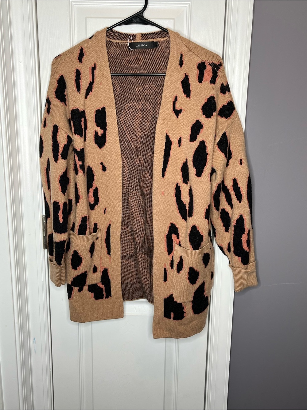 Zesica Animal Print Brown Cardigan